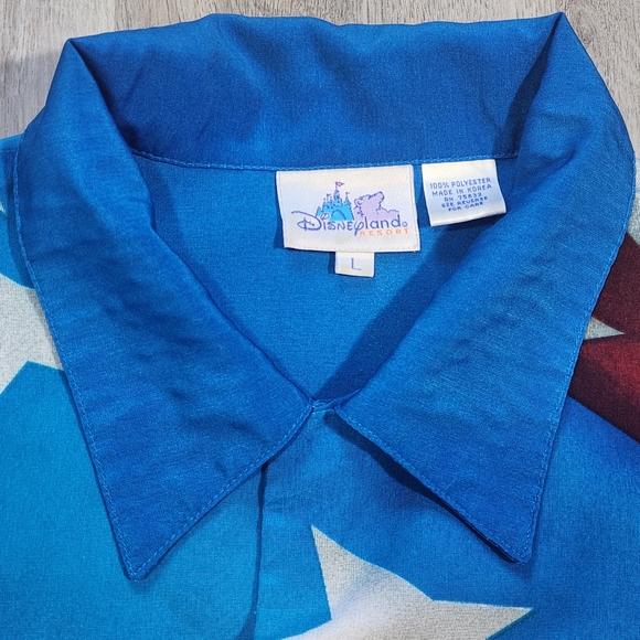 Vintage Disney World Mickey Mouse Salute USA Flag Red/Blue Shirt Men's Large AOP - Picture 3 of 8